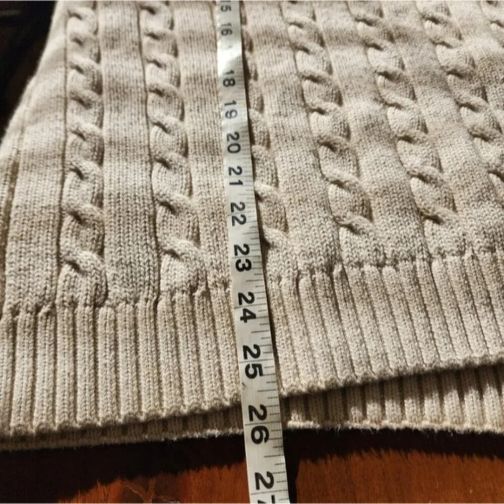 Chaps Beige Cable Knit Cotton Crewneck Men's Sweater Size XL